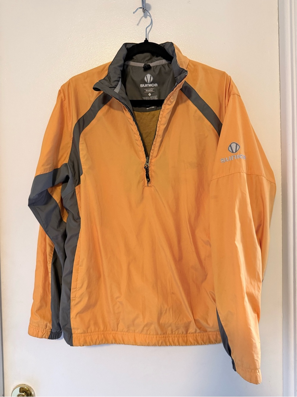 Sunice Men's Orange and Gray Half-Zip Windbreaker Pullover
